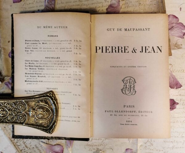 Pierre & Jean, Guy de Maupassant, Paul Ollendorff, livre ancien relié cuir 1894 – Image 8