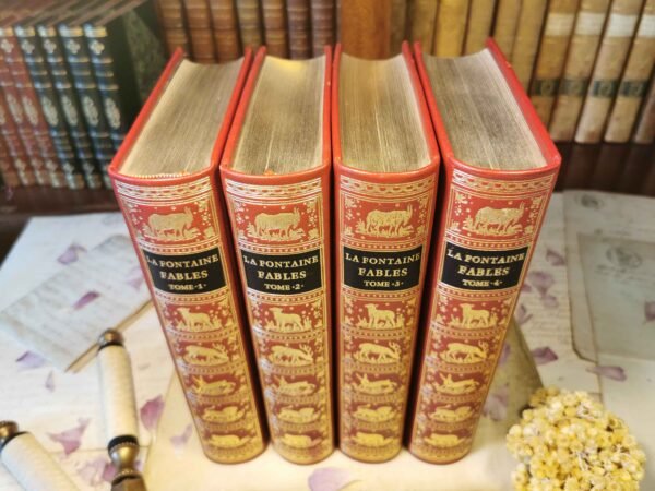 Fables de La Fontaine 4/4, Jean de Bonnot, livres anciens reliés cuir, 1969 – Image 2